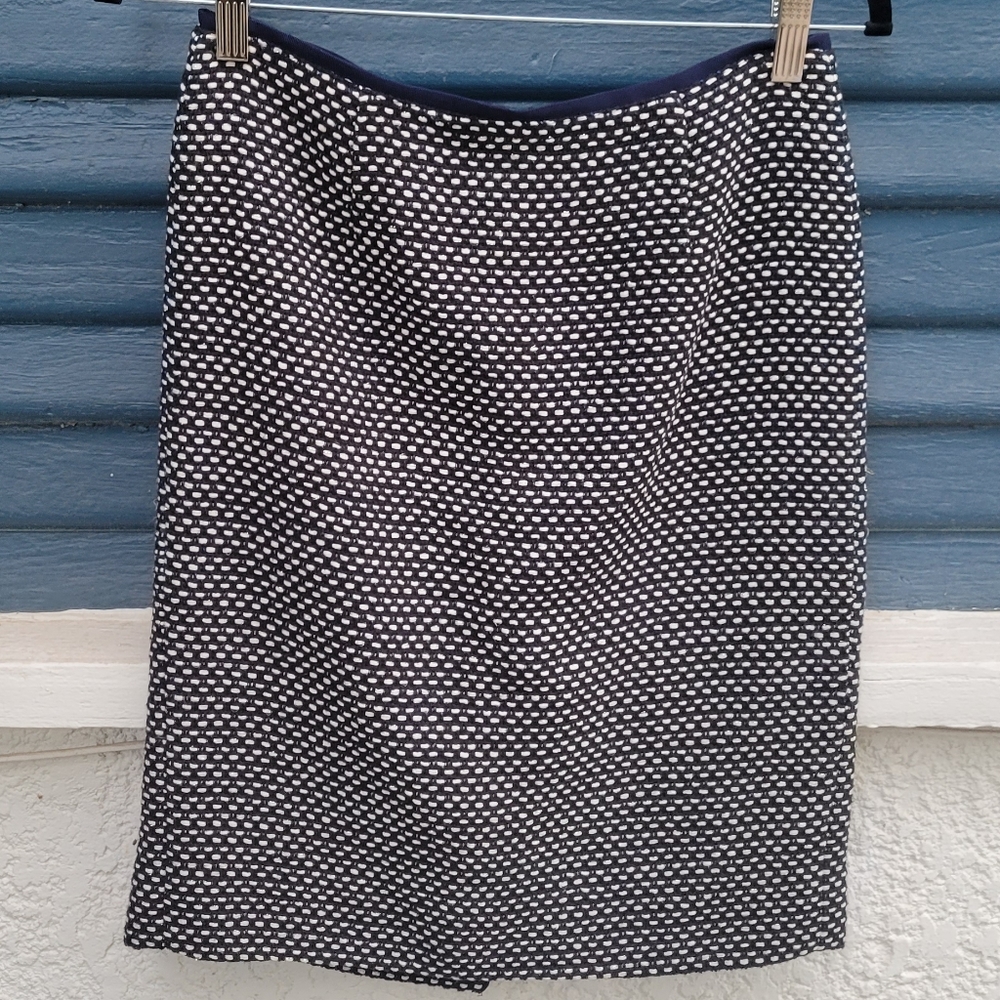 TORY BURCH tweed navy pencil skirt.